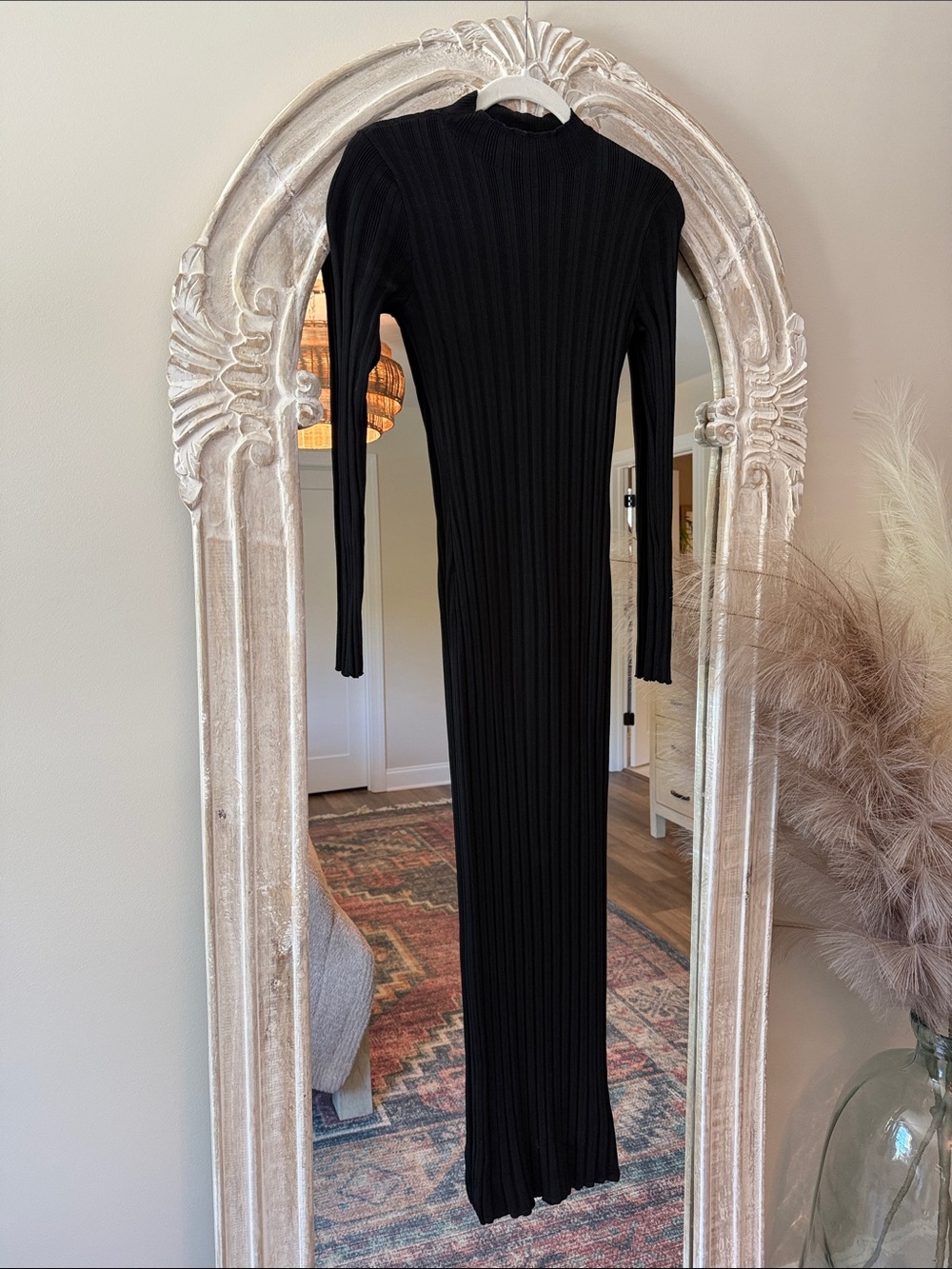 Abercrombie & Fitch Black Ribbed Long Sleeve Maxi Knit Dress
